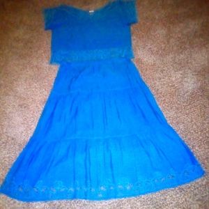 Retro 1980's Crop Top and Skirt Size M